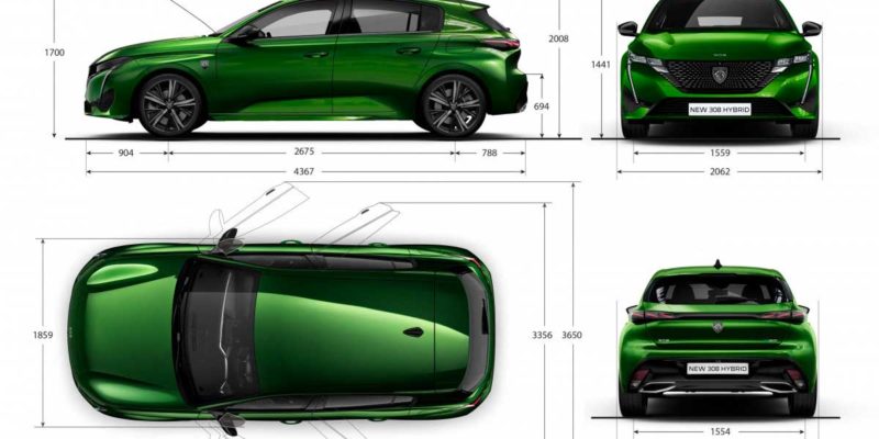 Dimensions Peugeot 308 – hauteur, longueur & largeur – Tableau complet